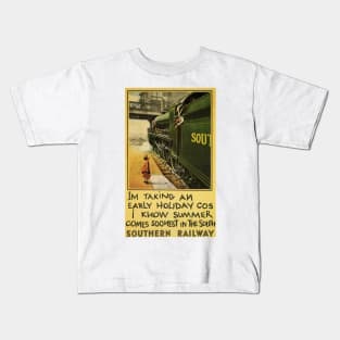 Early Summer Holiday Southern Railway Vintage Steam Train Kids T-Shirt